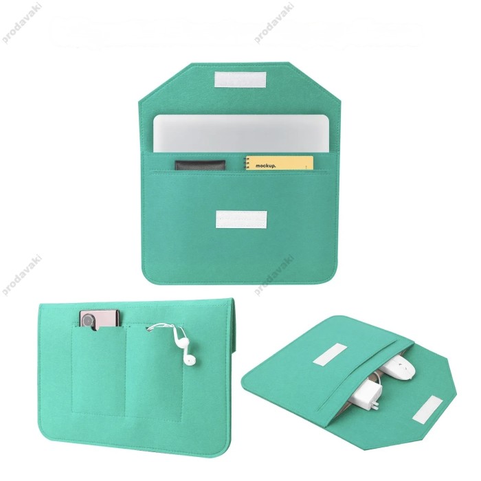 Чохол - конверт із повсті ZAMAX для MacBook ноутбука планшета 13"-14.2" Marine green