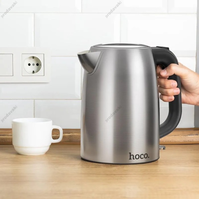 Електрочайник Hoco HE12 stainless steel electric kettle 1.7L 1850-2200W Grey
