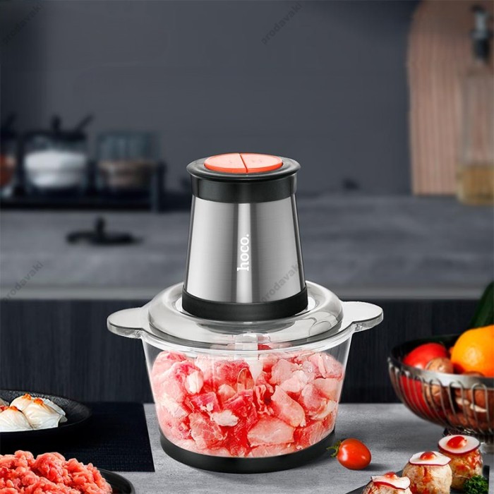 Електричний подрібнювач HOCO HA05A Kitchen electric meat grinder 2L Silver