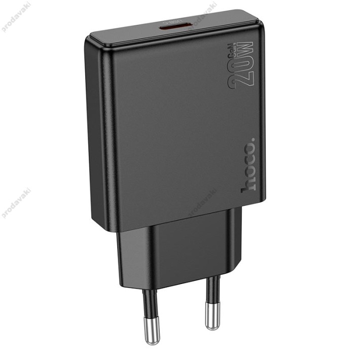Мережевий зарядний пристрій HOCO N37 Delgado port charger Lightning cable 20W Black