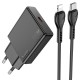 Мережевий зарядний пристрій HOCO N37 Delgado port charger Lightning cable 20W Black