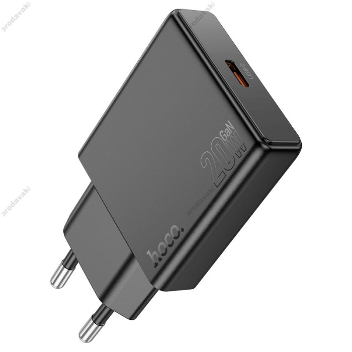 Мережевий зарядний пристрій HOCO N37 Delgado port charger Lightning cable 20W Black