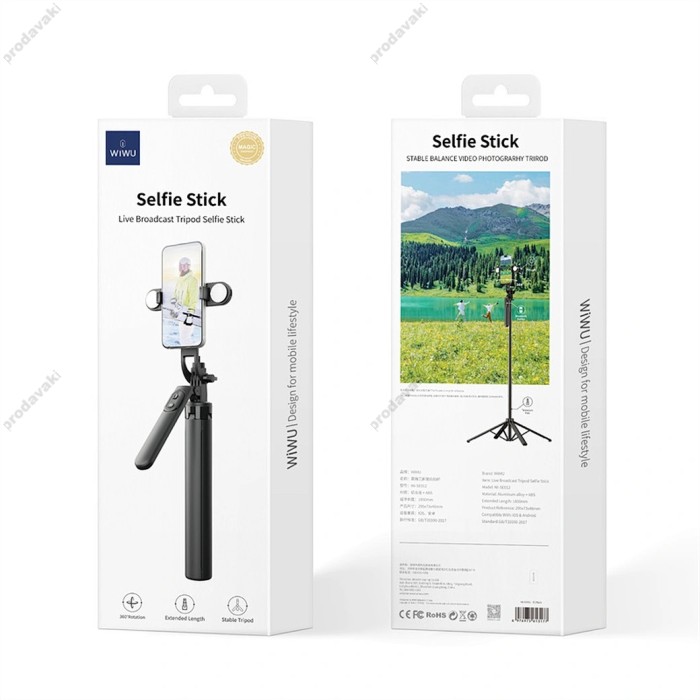 Монопод-трипод WiWU Wi-SE012 Live Broadcast Tripod Selfie Stick 1.8m Black