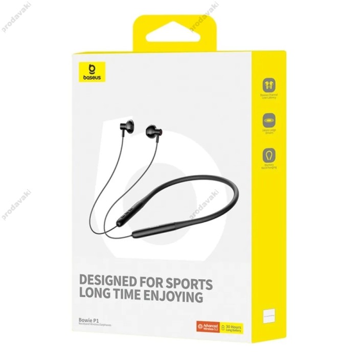 Бездротові Bluetooth навушники Baseus Bowie P1 Neckband Wireless Earphones BT 5.2 Black A00025800113-Z1