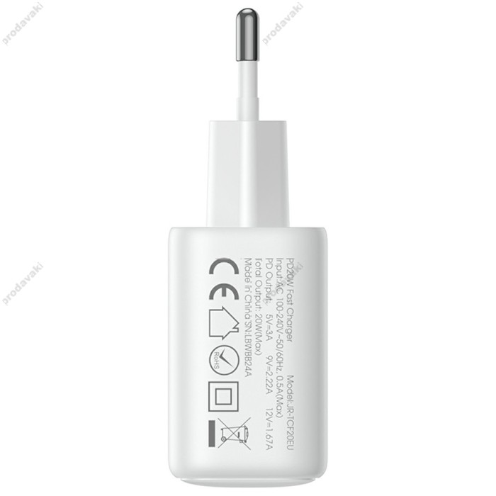 Мережевий зарядний пристрій JoyRoom JR-TCF20 Lightning cable 20W White