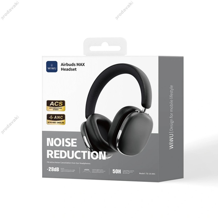 Бездротові Bluetooth навушники WiWU Airbuds MAX Headset TD-16 ANC Black