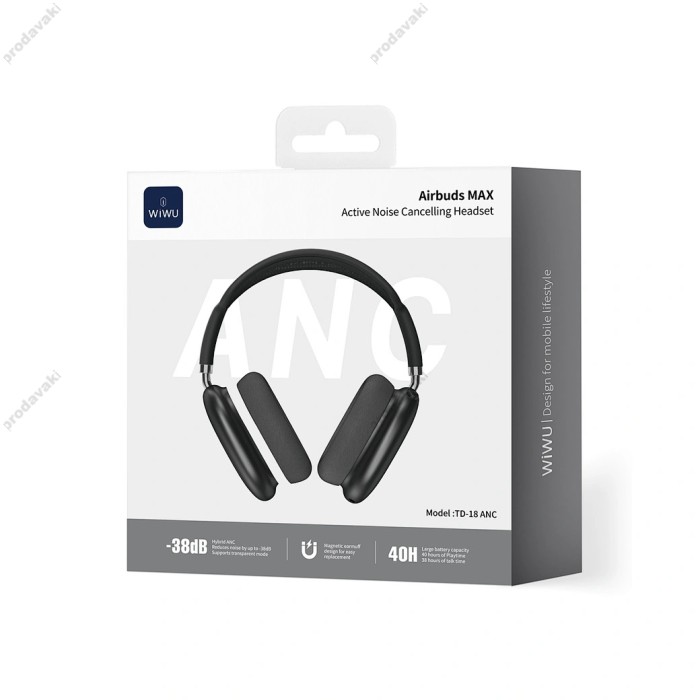 Бездротові Bluetooth навушники WiWU Airbuds MAX Headset TD-18 ANC Black