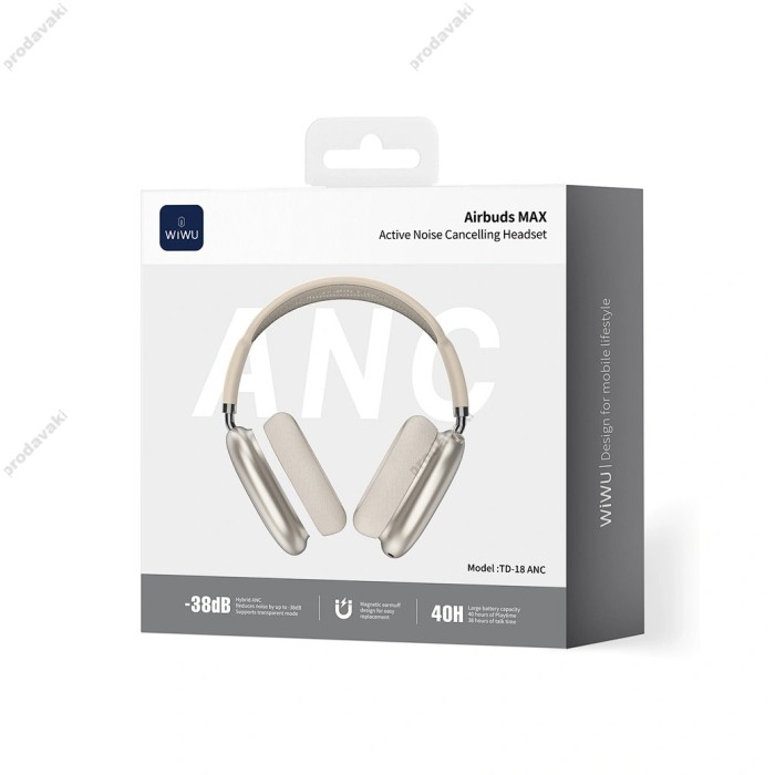 Бездротові Bluetooth навушники WiWU Airbuds MAX Headset TD-18 ANC Gold