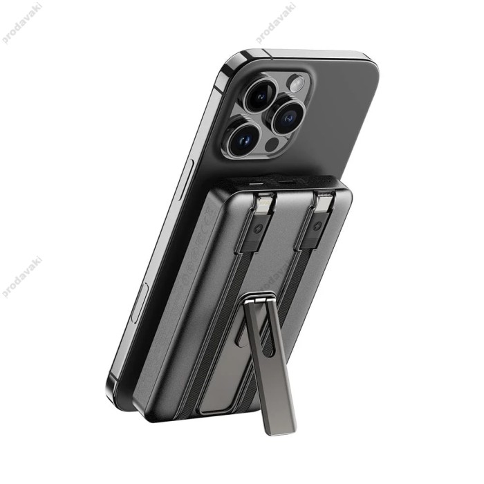Повербанк портативний акумулятор Power bank Rock P50 Magnetic MagSafe магнітний 10000 mAh Black