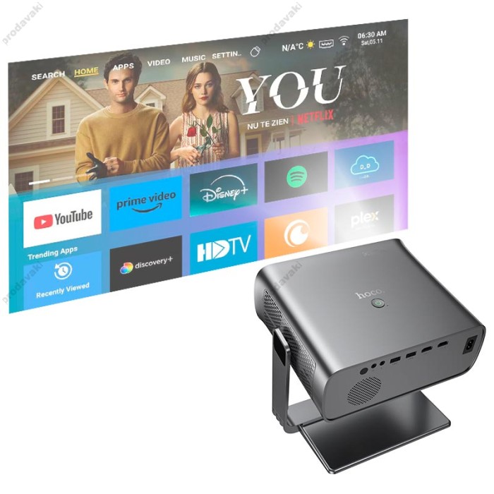 Проектор Hoco DT5 Smart full autofocus projector (1080P Android version) Grey