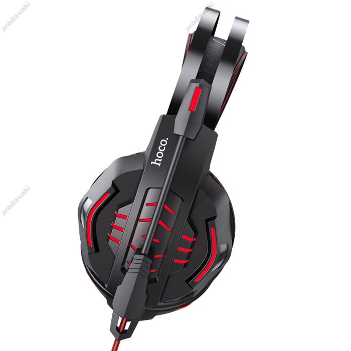 Дротові навушники HOCO W102 gaming Cool tour headphones LED Black-red