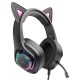 Дротові навушники HOCO W107 Cute cat luminous cat ear gaming headphones Phantom