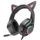 Дротові навушники HOCO W107 Cute cat luminous cat ear gaming headphones Phantom