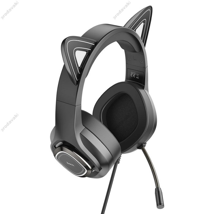 Дротові навушники HOCO W107 Cute cat luminous cat ear gaming headphones Phantom