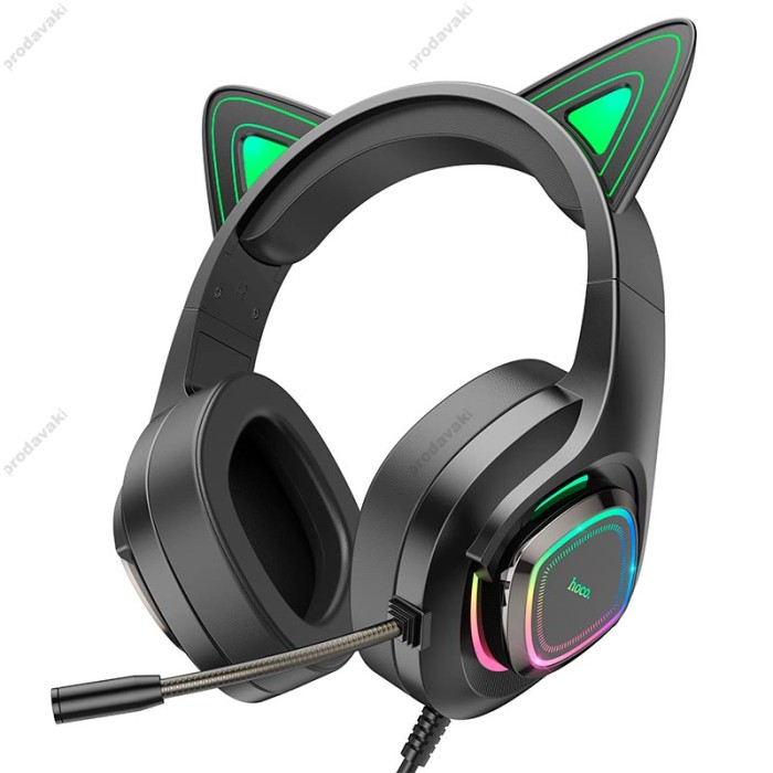 Дротові навушники HOCO W107 Cute cat luminous cat ear gaming headphones Elf