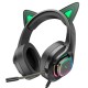 Дротові навушники HOCO W107 Cute cat luminous cat ear gaming headphones Elf