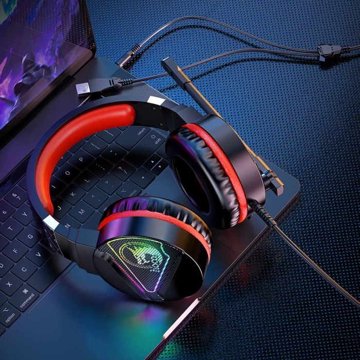 Дротові навушники HOCO W104 Drift Gaming Black-red