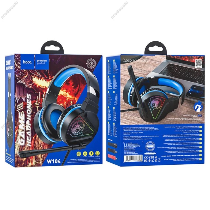 Дротові навушники HOCO W104 Drift Gaming Black-blue