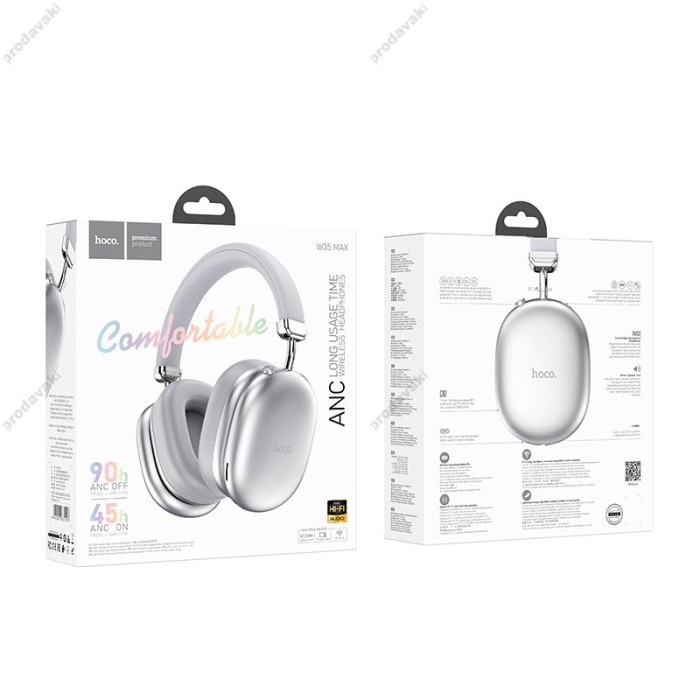Бездротові Bluetooth навушники Hoco W35 Max Auspicious ANC noise reduction BT 5.4 Silver
