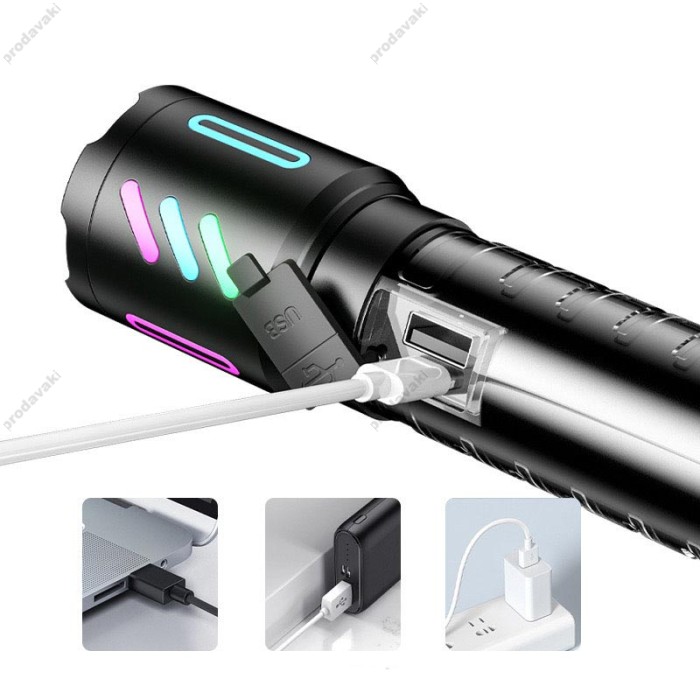 Ліхтарик ручний CH White Laser Lamp 5 режимів багатофункціональний Black