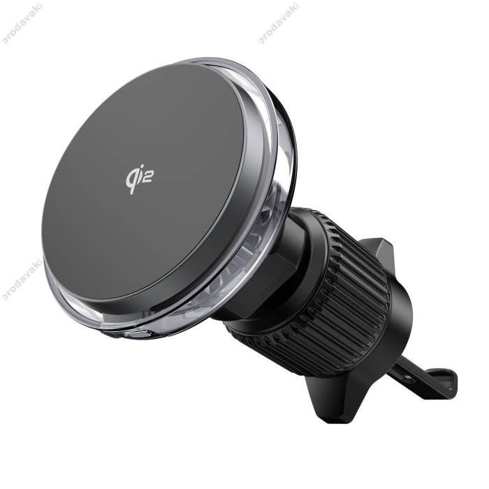 Автомобільний тримач із бездротовою зарядкою WiWU CH-324 Qi2 AURORA Car Wireless Charger Black