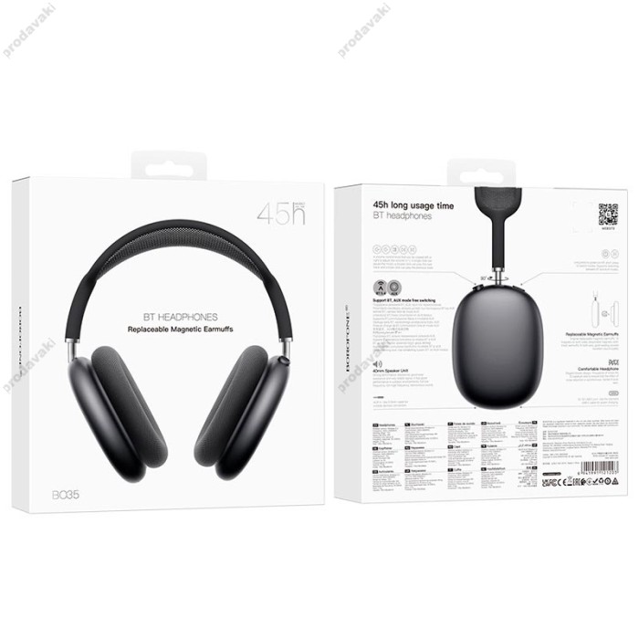 Бездротові Bluetooth навушники BOROFONE BO35 Adorable headphones BT 5.4 Black