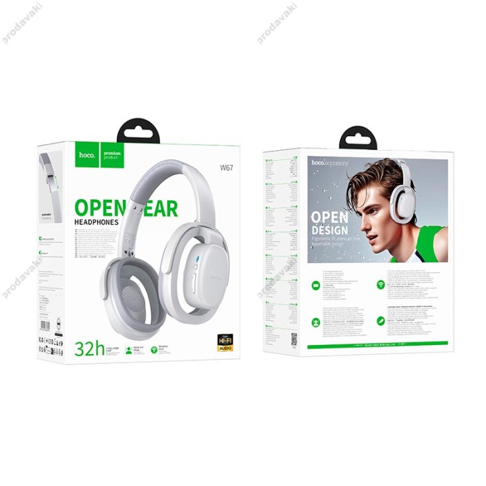Бездротові Bluetooth навушники Hoco W67 Rhyme open headphones BT 5.4 White-grey