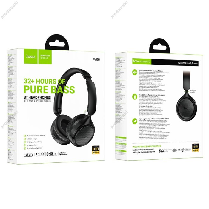 Бездротові Bluetooth навушники Hoco W66 Wave headphones BT 5.4 Black