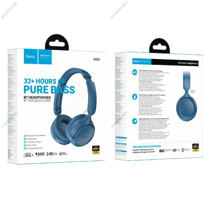 Бездротові Bluetooth навушники Hoco W66 Wave headphones BT 5.4 Blue