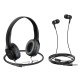 Дротові навушники HOCO W24 Enlighten headphones with mic set Black-blue