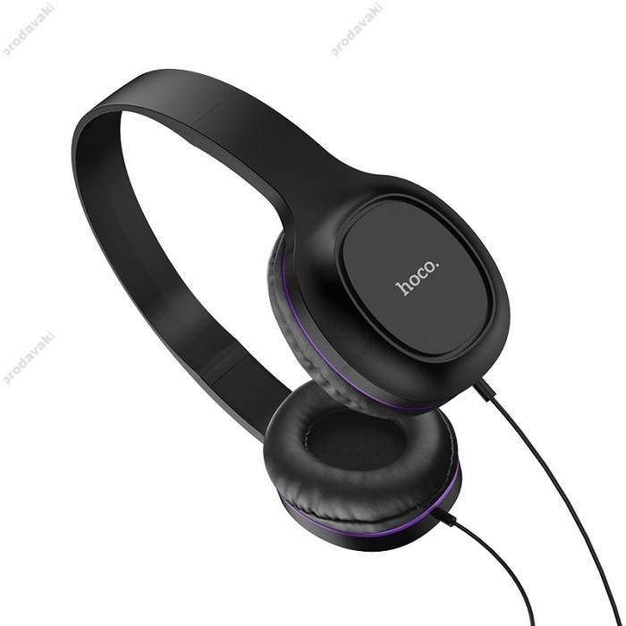 Дротові навушники HOCO W24 Enlighten headphones with mic set Black-purple