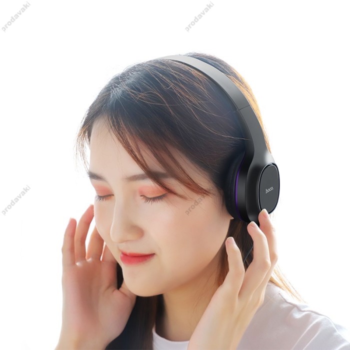 Дротові навушники HOCO W24 Enlighten headphones with mic set Black-purple