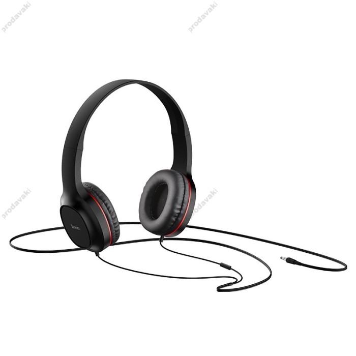Дротові навушники HOCO W24 Enlighten headphones with mic set Black-red