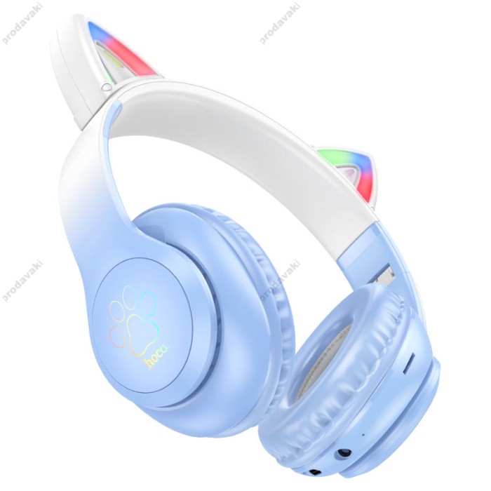 Бездротові Bluetooth навушники HOCO W42 Cat Ears over-ear BT headphones BT5.3 Crystal Blue