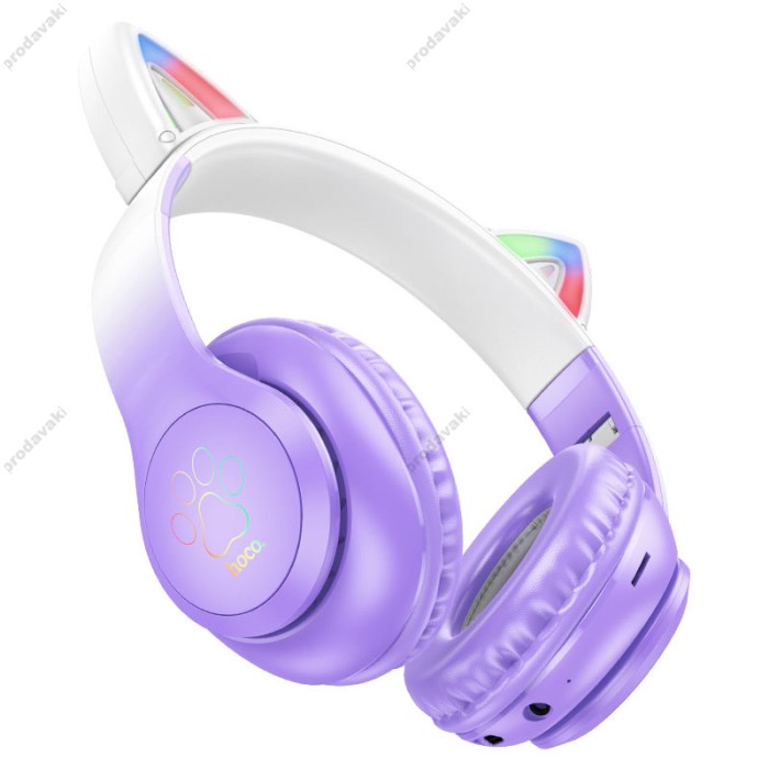 Бездротові Bluetooth навушники HOCO W42 Cat Ears over-ear BT headphones BT5.3 Purpule Grape