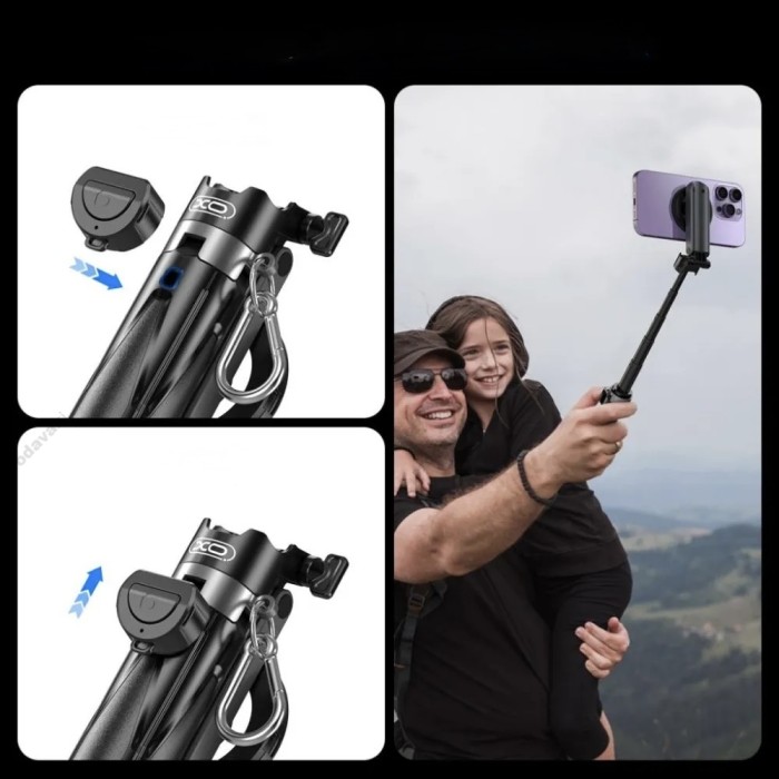 Монопод-трипод XO SS22 4-in-1 Magnetic Multi-function Mini BT Selfie Stick 0.40m Black