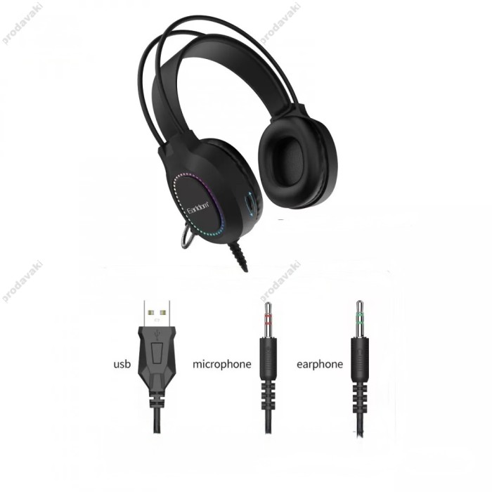 Дротові навушники HOCO W109 Plus Rich channel gaming headphones RGB USB Black