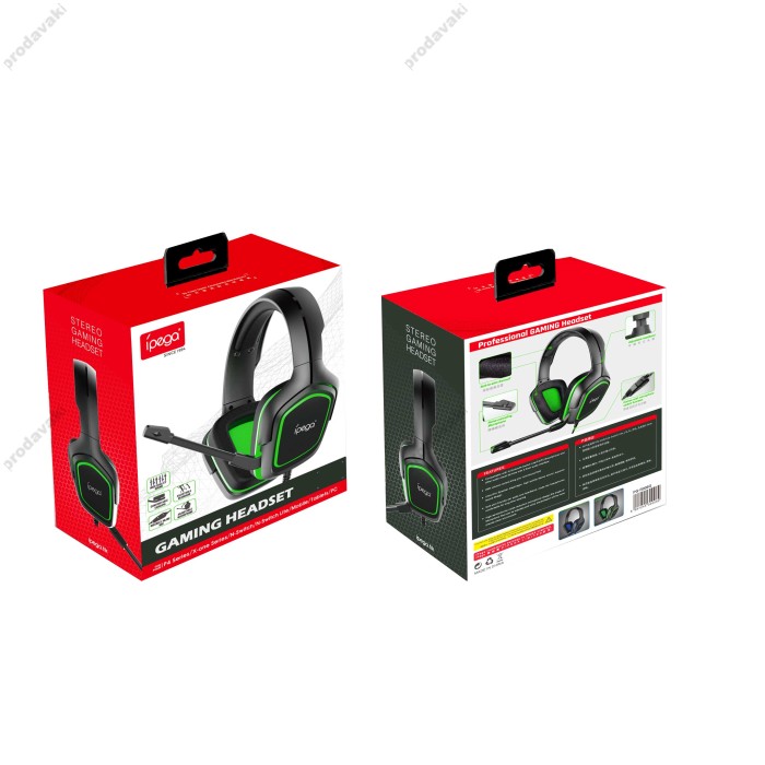Дротові навушники iPega PG-R006B Gaming Noice Reduction 3.5mm Black-green