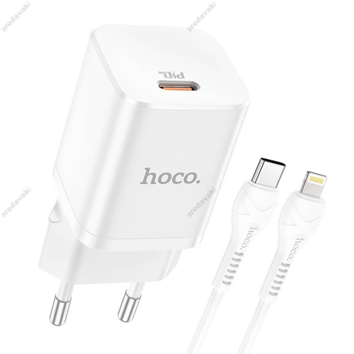 Мережевий зарядний пристрій HOCO N19 Rigorous charger Lightning Type-C 25W White