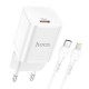 Мережевий зарядний пристрій HOCO N19 Rigorous charger Lightning Type-C 25W White