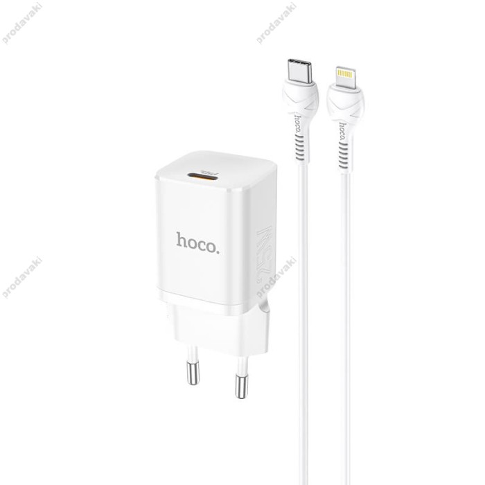 Мережевий зарядний пристрій HOCO N19 Rigorous charger Lightning Type-C 25W White