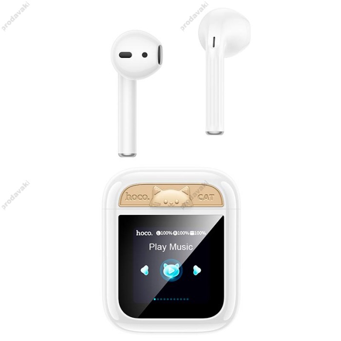 Бездротові Bluetooth навушники Hoco EW86 Cat true wireless touch screen BT headset BT 5.4 White
