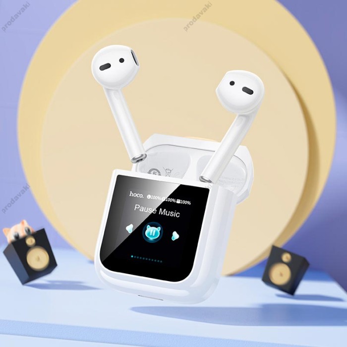Бездротові Bluetooth навушники Hoco EW86 Cat true wireless touch screen BT headset BT 5.4 White