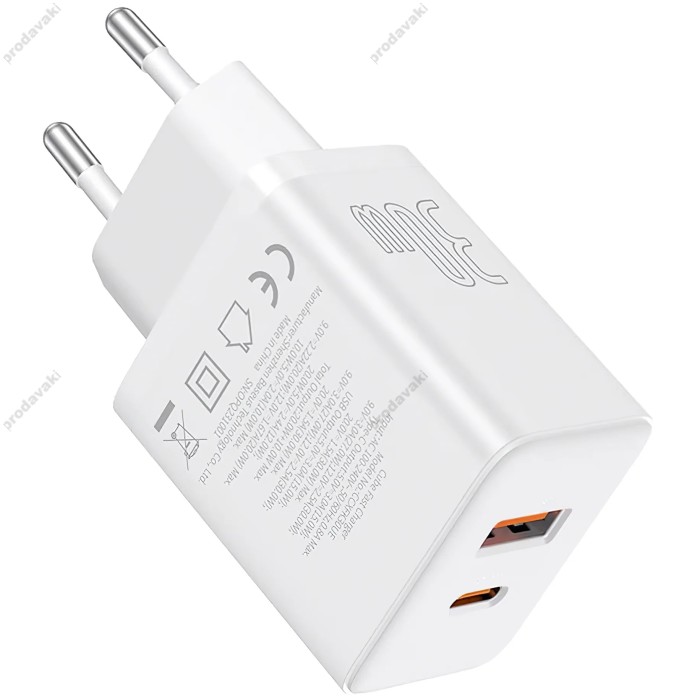 Мережевий зарядний пристрій Baseus Cube Fast Charger C+U 30W EU Cluster White P10111404213-00