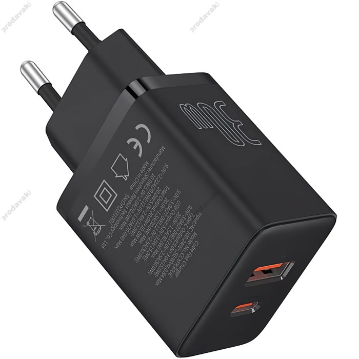 Мережевий зарядний пристрій Baseus Cube Fast Charger C+U 30W EU Cluster Black P10111404113-00