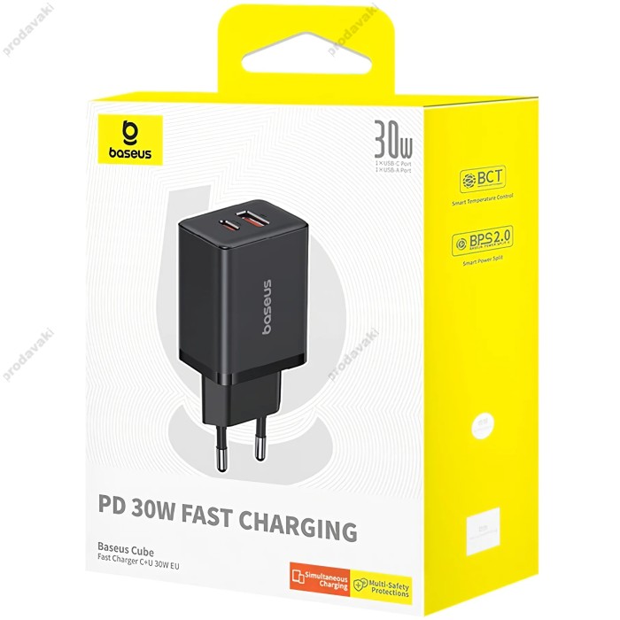 Мережевий зарядний пристрій Baseus Cube Fast Charger C+U 30W EU Cluster Black P10111404113-00