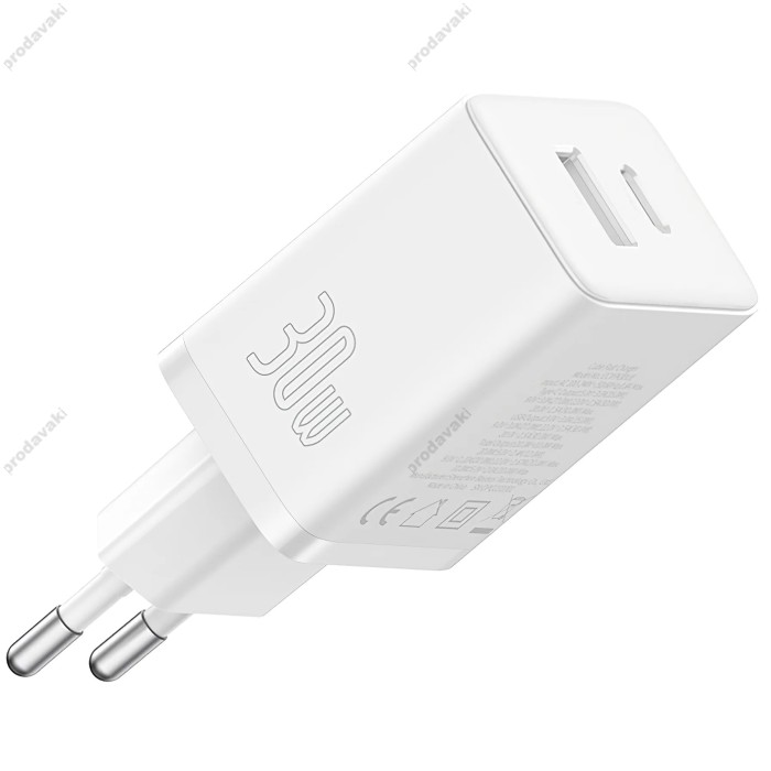 Мережевий зарядний пристрій Baseus Cube Fast Charger C+U 30W EU Cluster White P10111404213-00