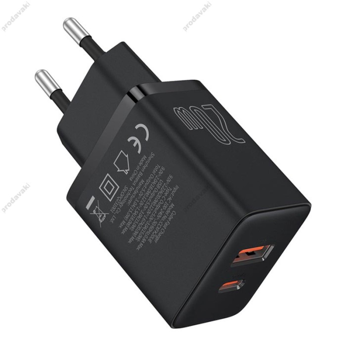 Мережевий зарядний пристрій Baseus Cube Fast Charger C+U 20W EU Cluster Black P10111403113-00