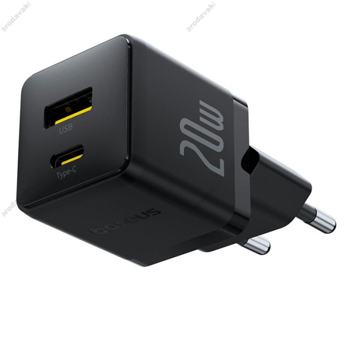 Мережевий зарядний пристрій Baseus Palm Type-C+USB Type-C cable 20W Black P10111608113-01