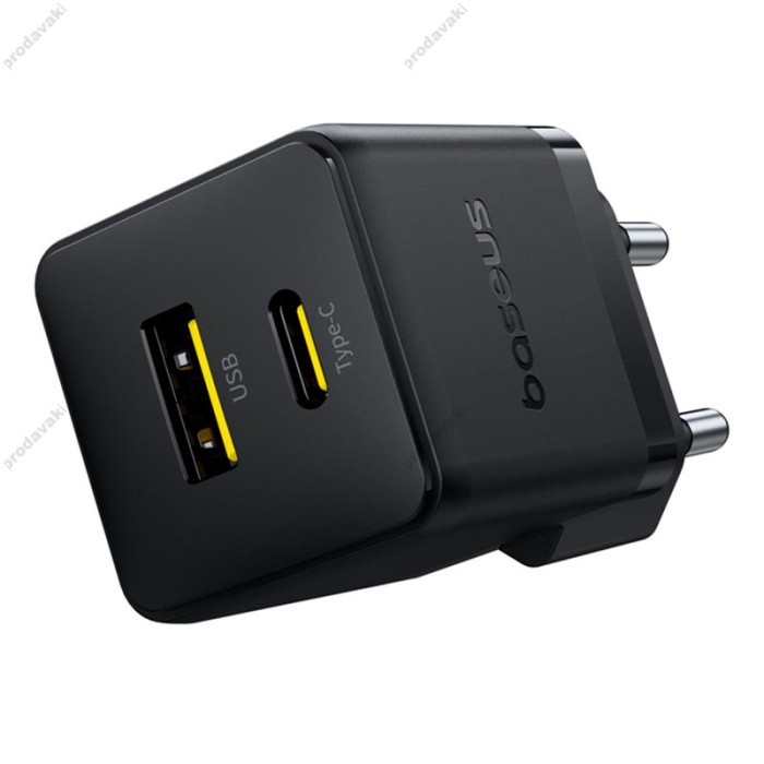 Мережевий зарядний пристрій Baseus Palm Type-C+USB Type-C cable 20W Black P10111608113-01
